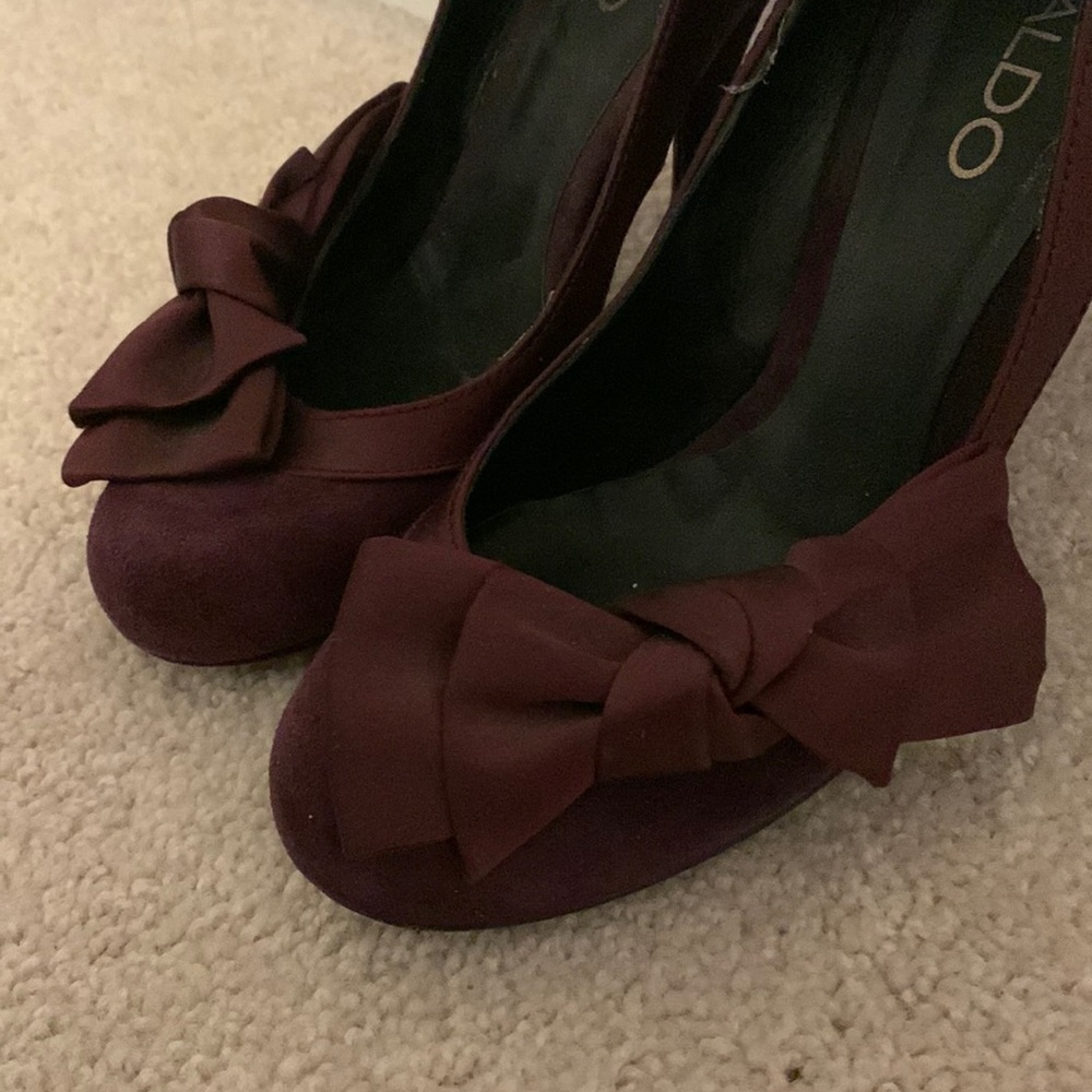 Aldo Purple Suede Bow Pumps